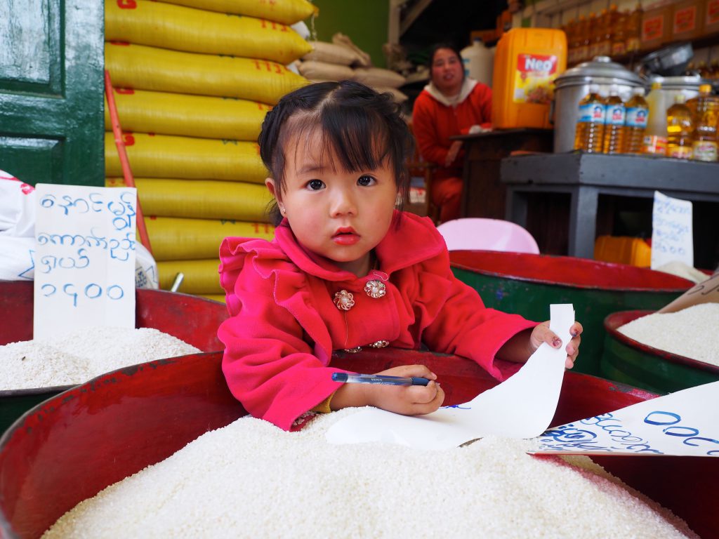 Local School Girl, Kalaw Market in focus myanmar