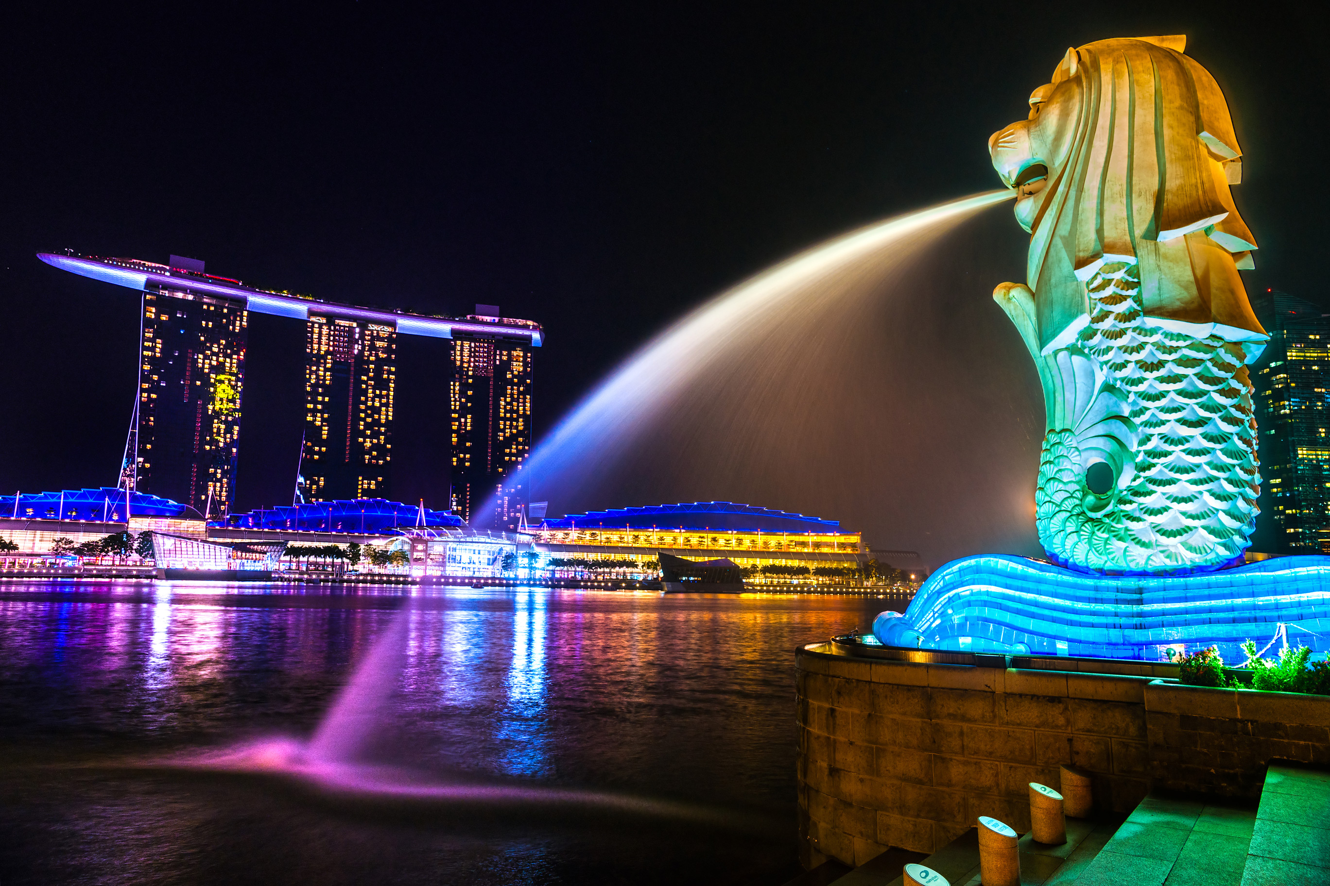 Merlion & Marina Bay Sands Skyline, Singapore