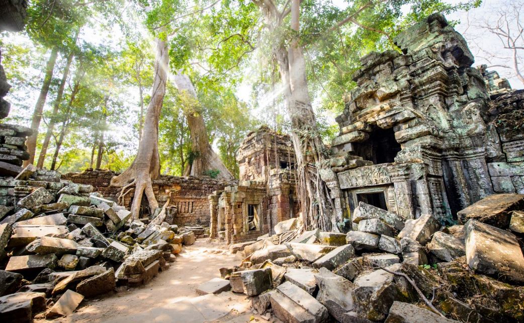 Intriguing architecture of Ta Prohm, Cambodia, travel photography