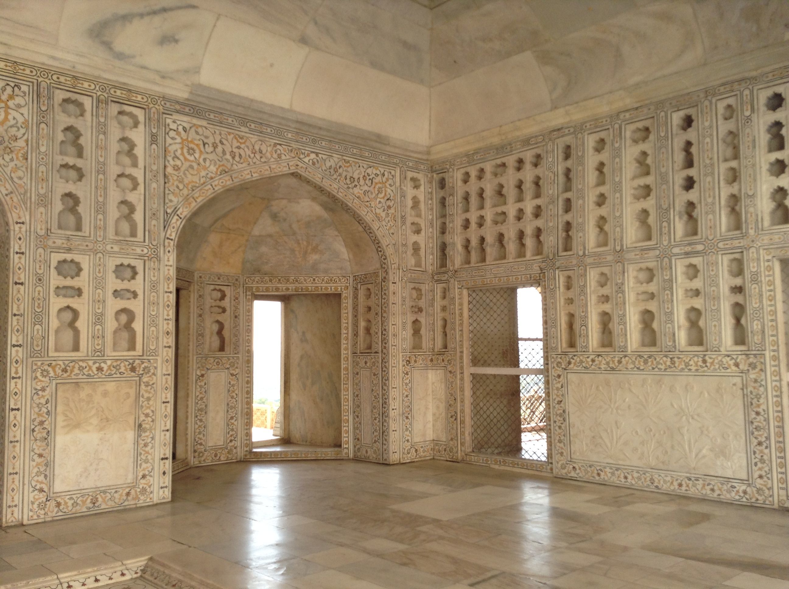 Inside Agra Fort - so ornate, golden triangle india