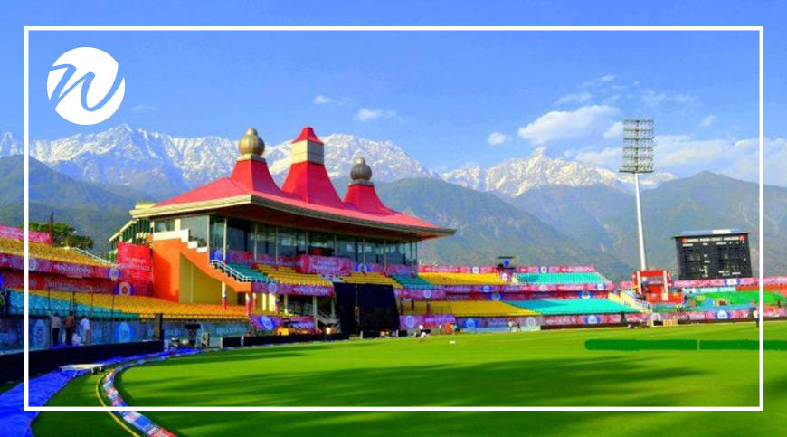 Amazing backdrop of HPCA Stadium, Dharamsala, Asia bucket list