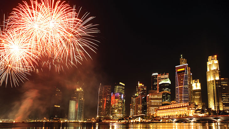 Fireworks in Shanghai Harbour