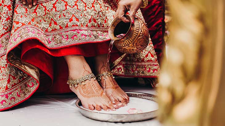 mehendi and washing of brides feet