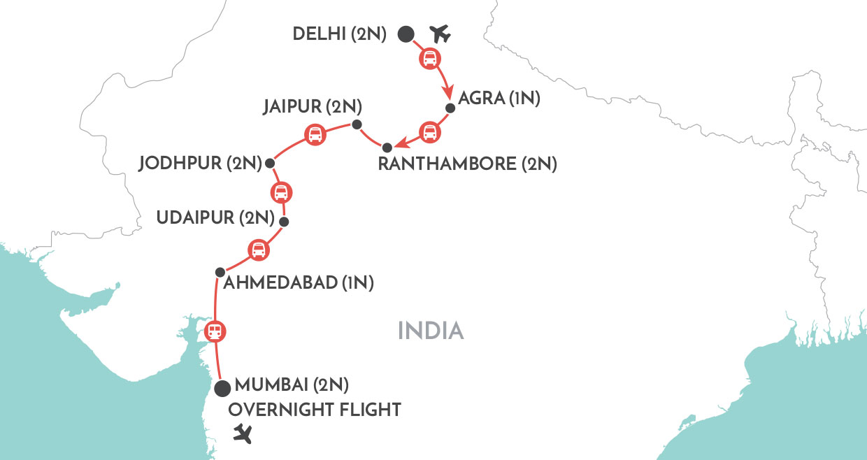 india to mumbai travel map