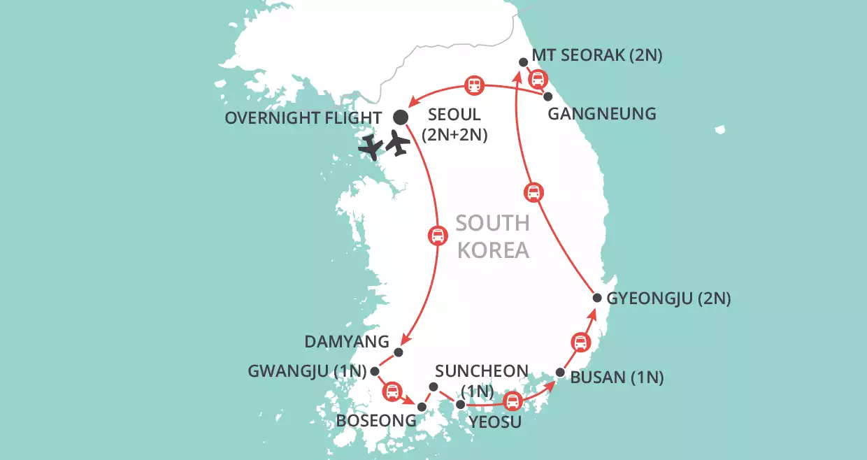 Scenic South Korea map