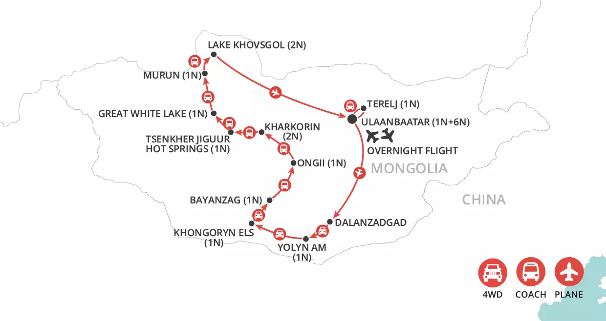 Mongolia & Naadam Festival map
