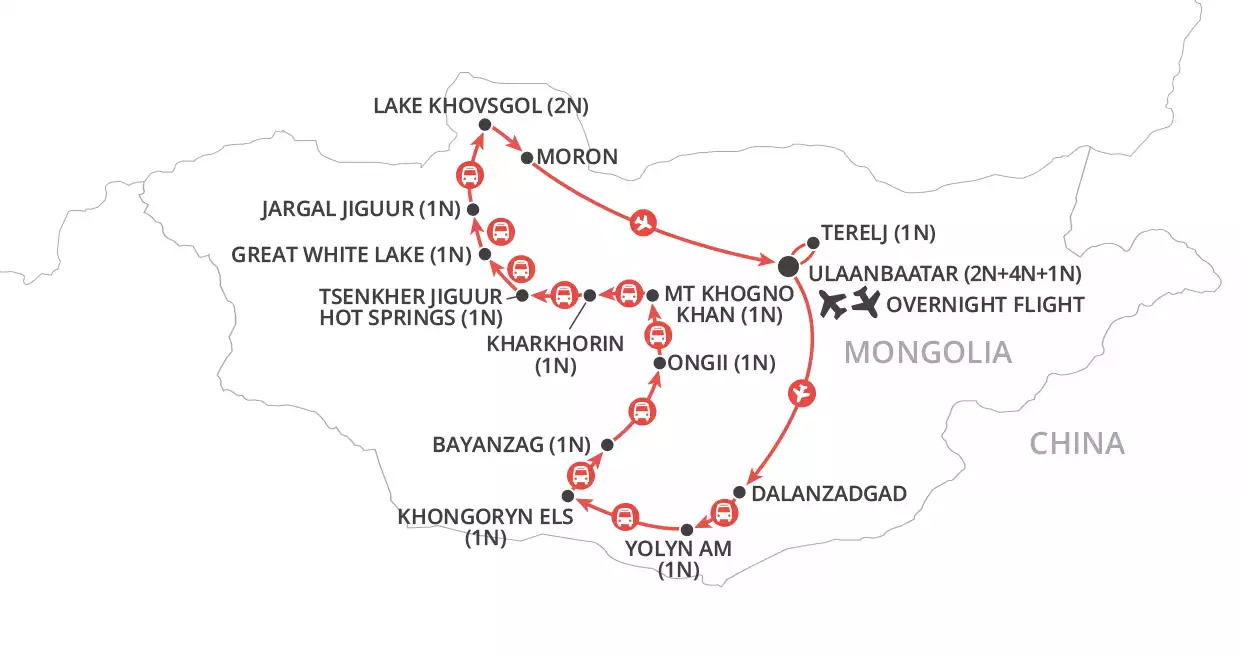 Mongolia & Naadam Festival map