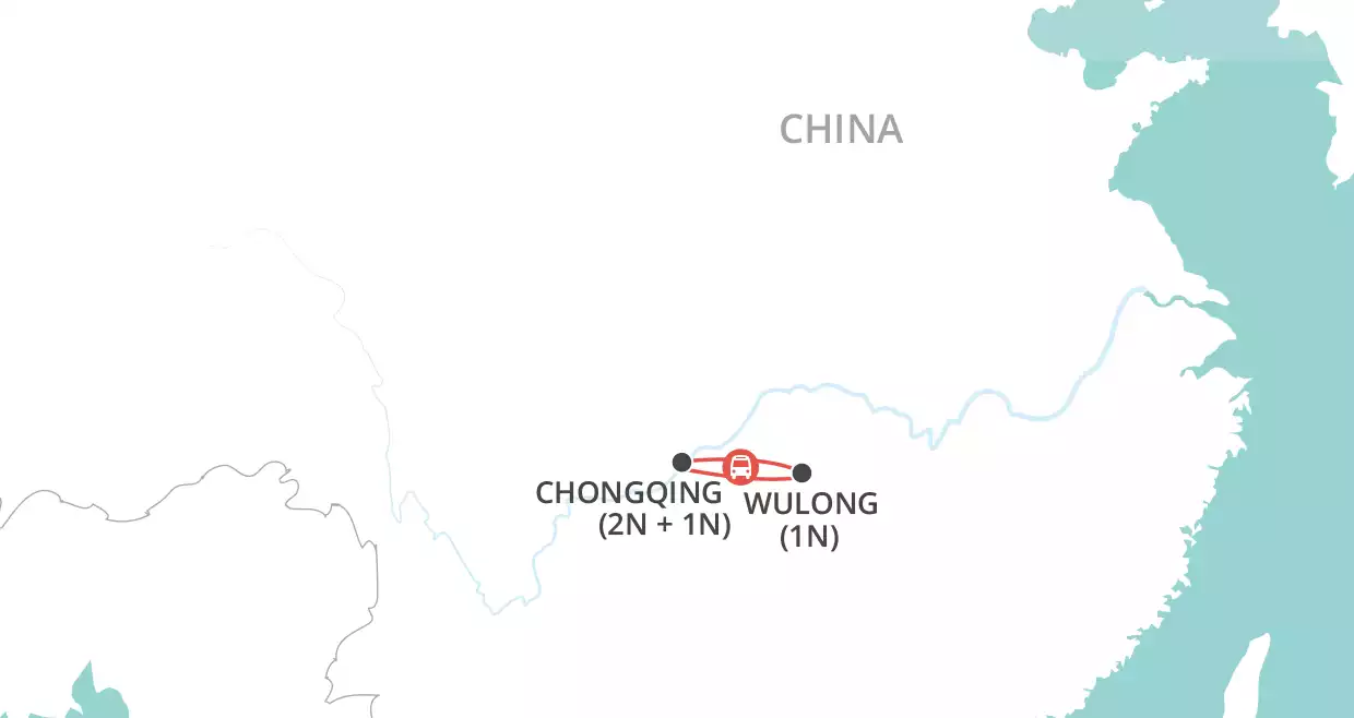 Chongqing, Dazu & Wulong Short Stay map