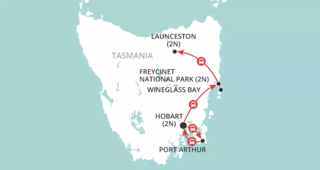 Tasmanian Highlights map