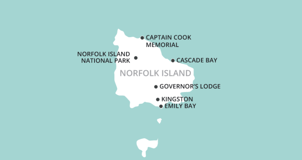 Highlights of Norfolk Island map