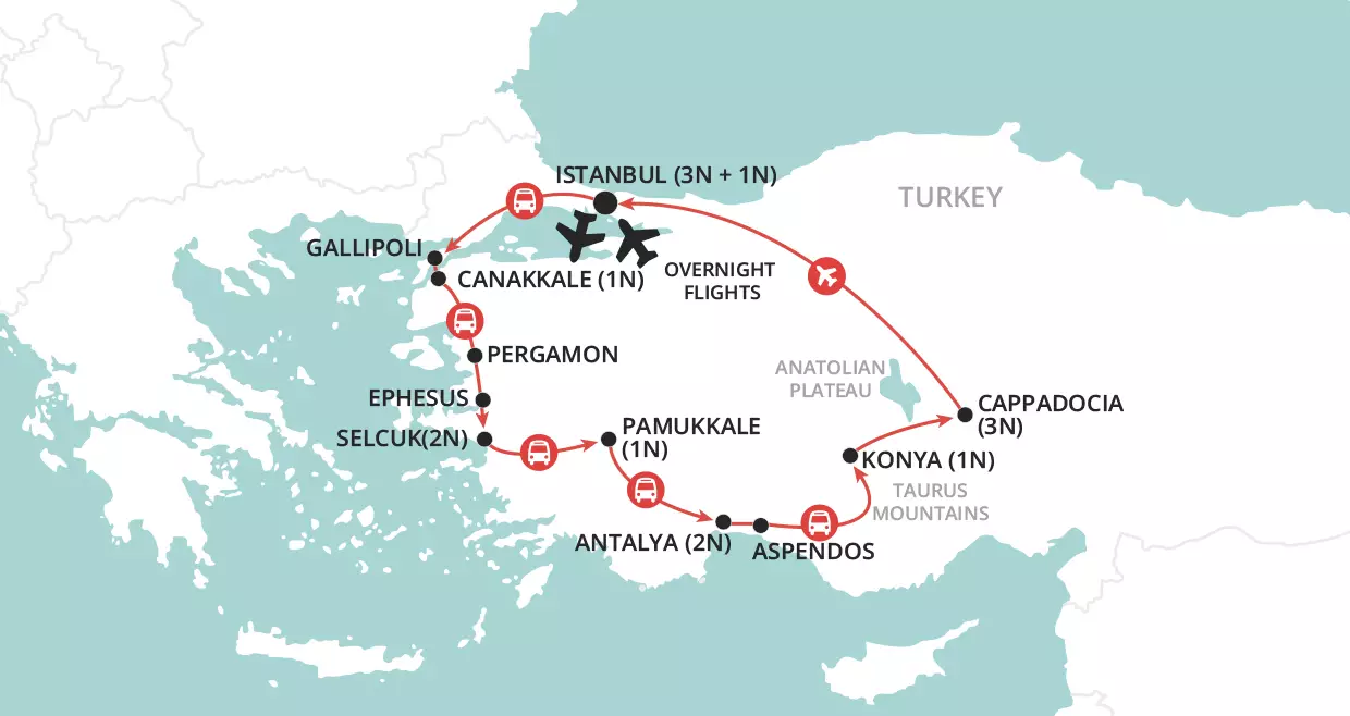 Treasures of Turkey map