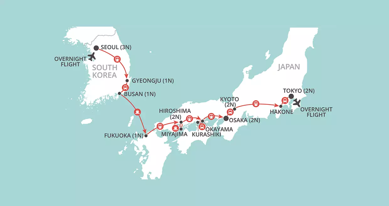 Essence of South Korea & Japan map