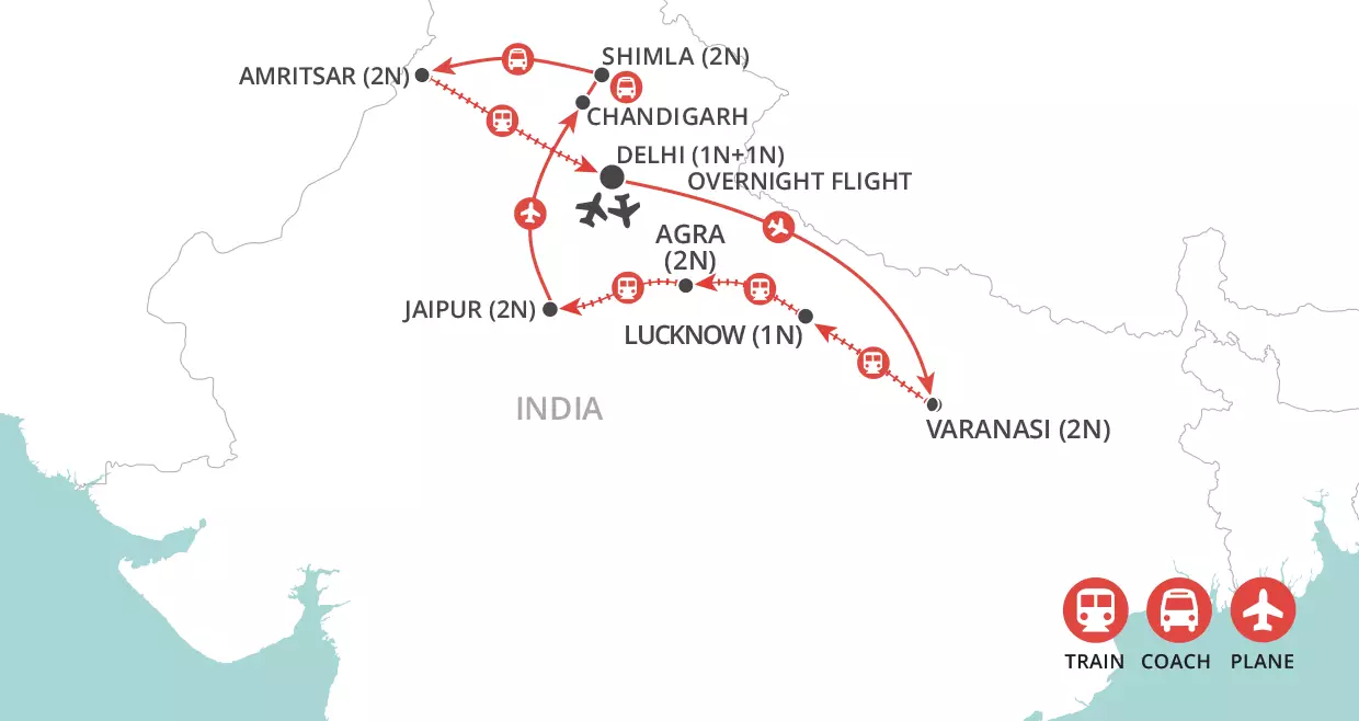 India by Rail map