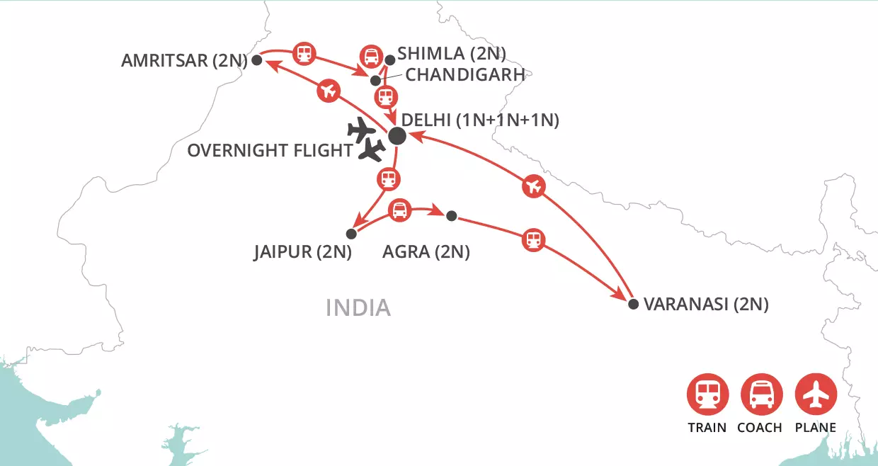 India by Rail map