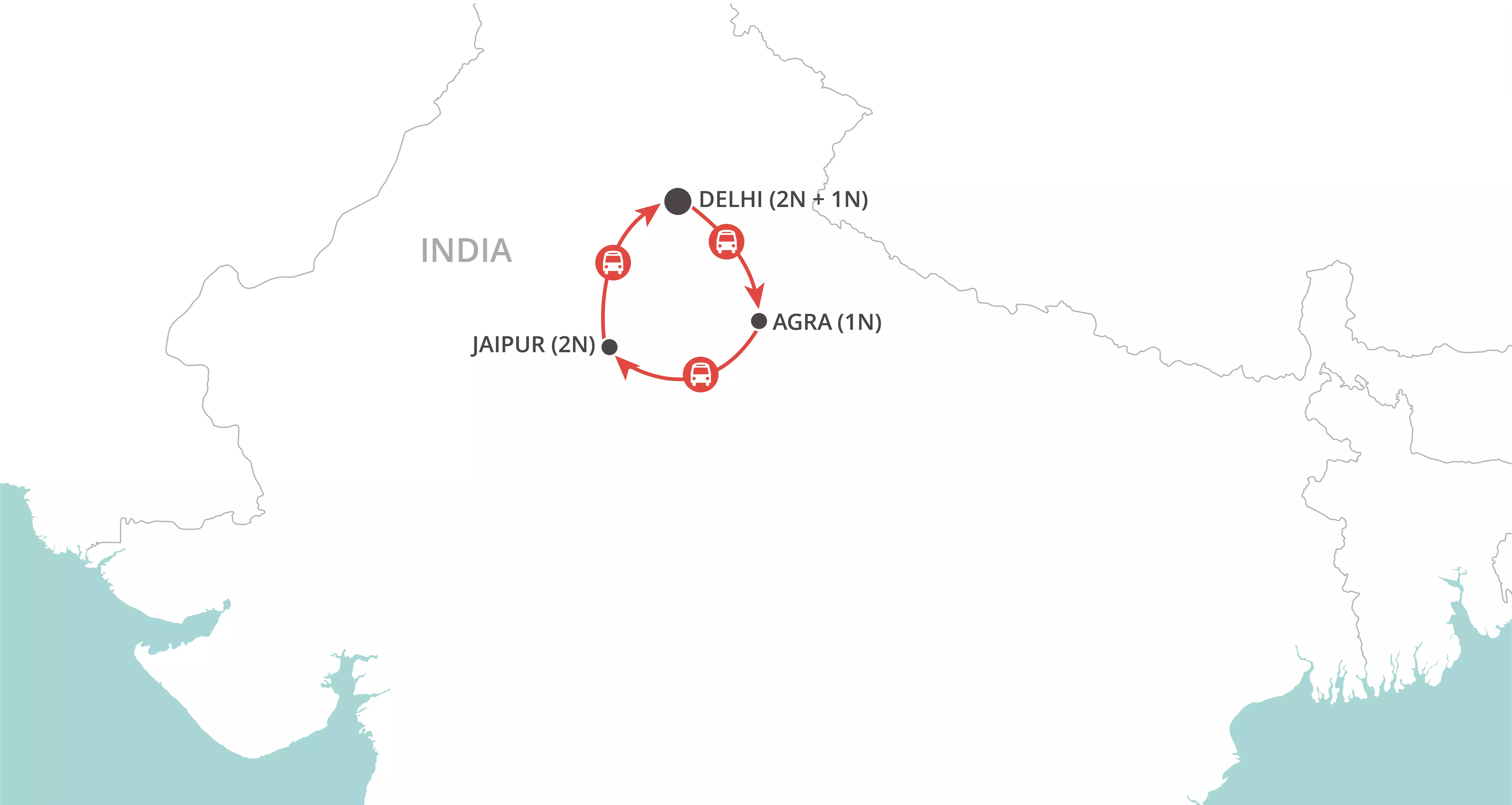 Classic India Private Tour map