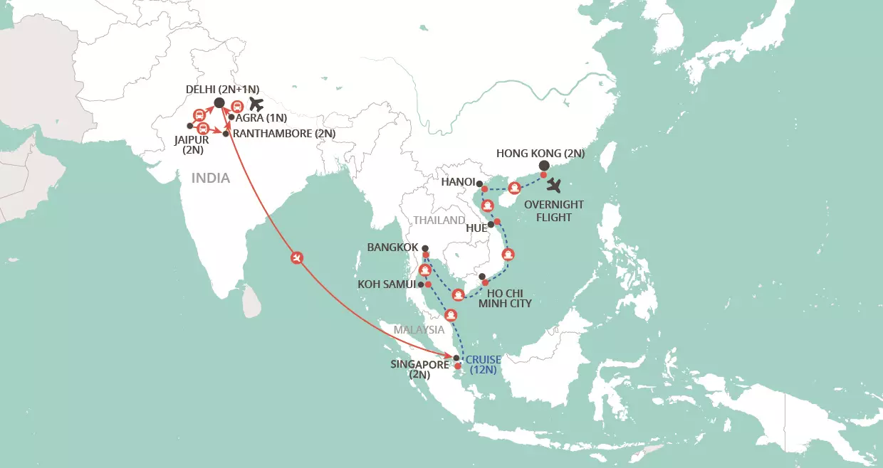 India by Land, Southeast Asia by Sea map