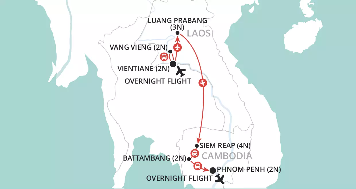 Laos and Cambodia Unveiled map