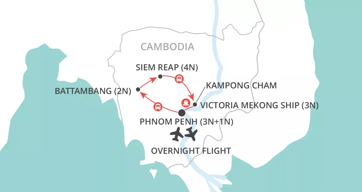 Angkor & Mekong Uncovered map