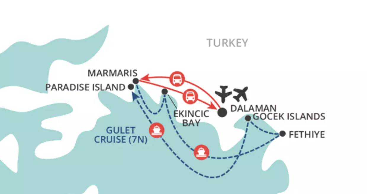 Gulet Cruise map