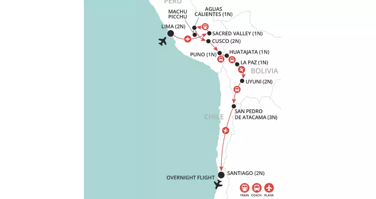 Andes to Atacama Adventure  map