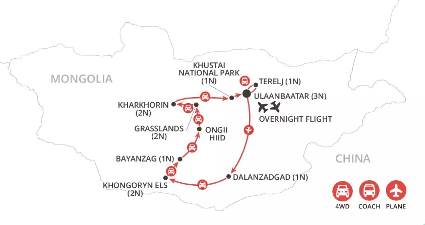 Best of Mongolia map