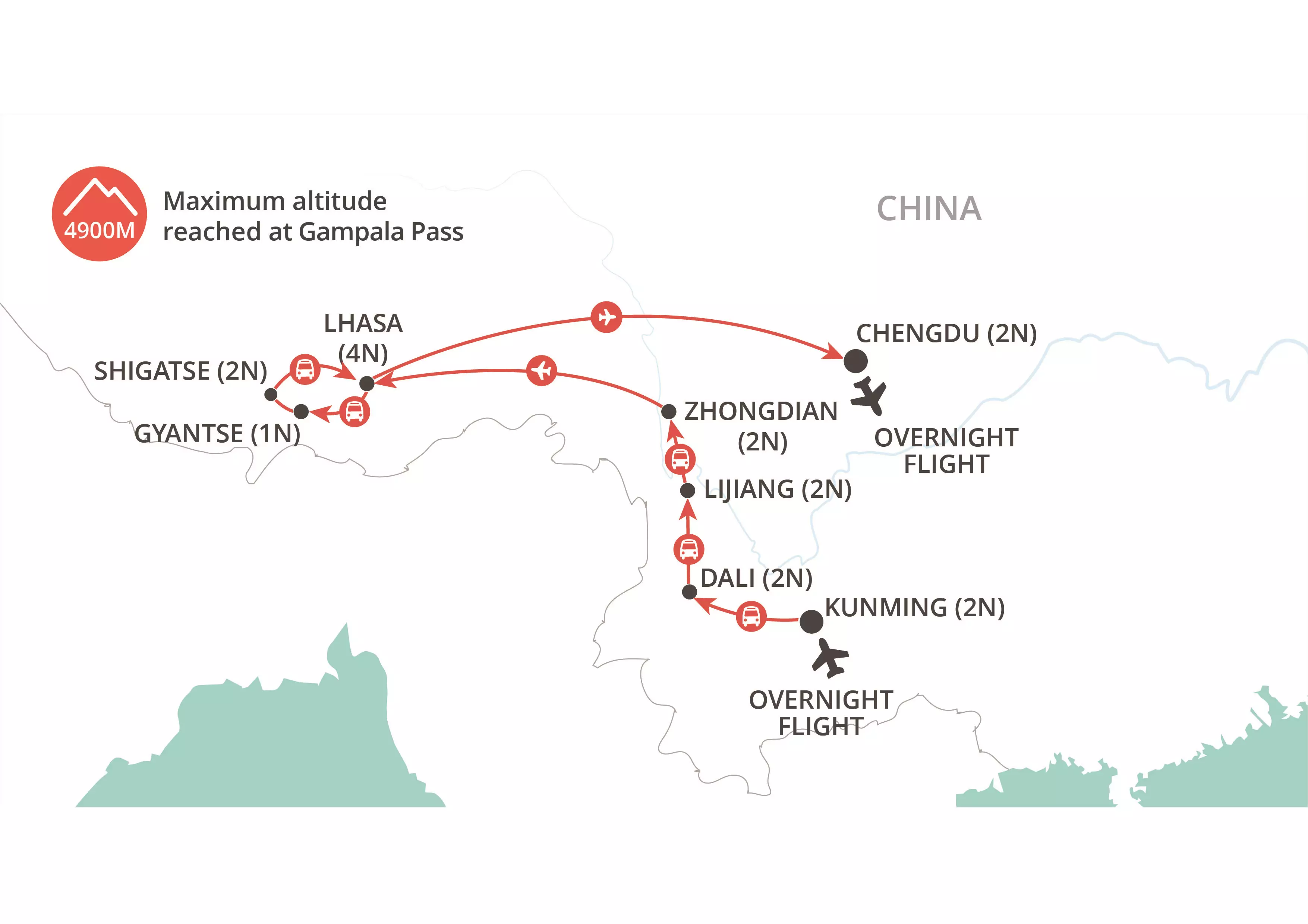 Tibetan Wonders 2026 & 2027 map