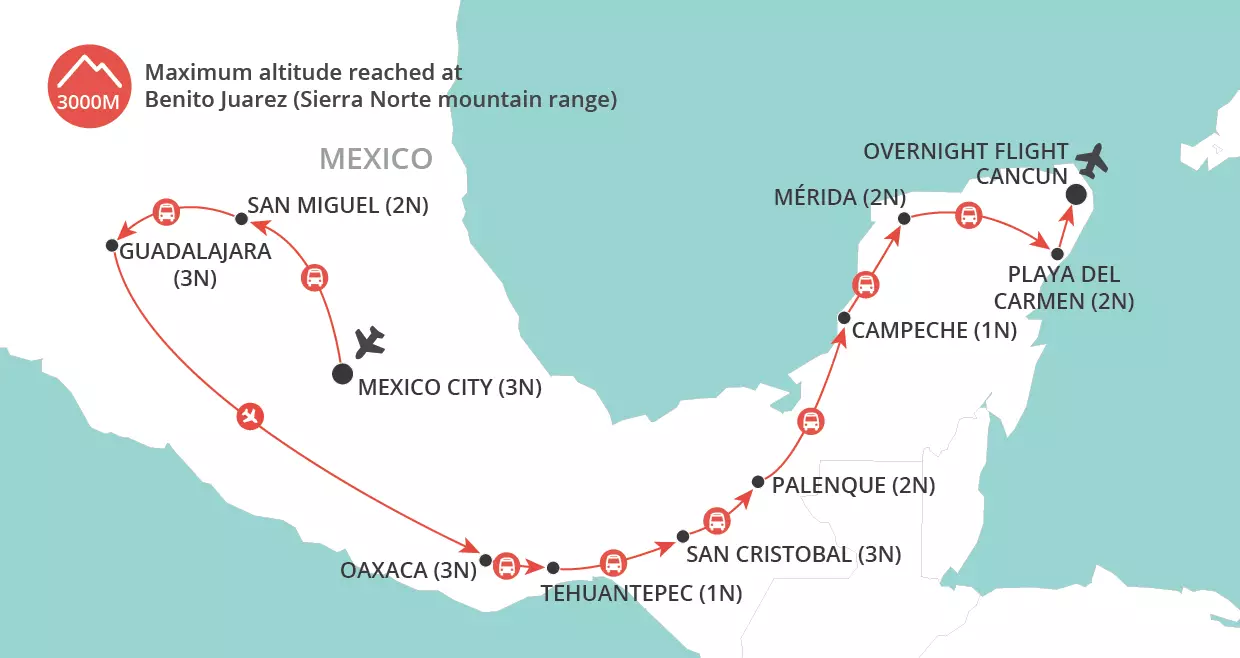 Grand Impressions of Mexico map