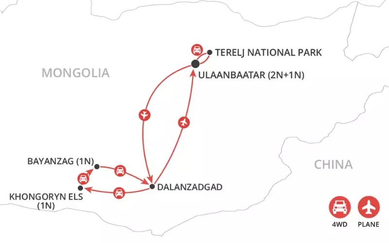Mongolia & the Gobi Desert map