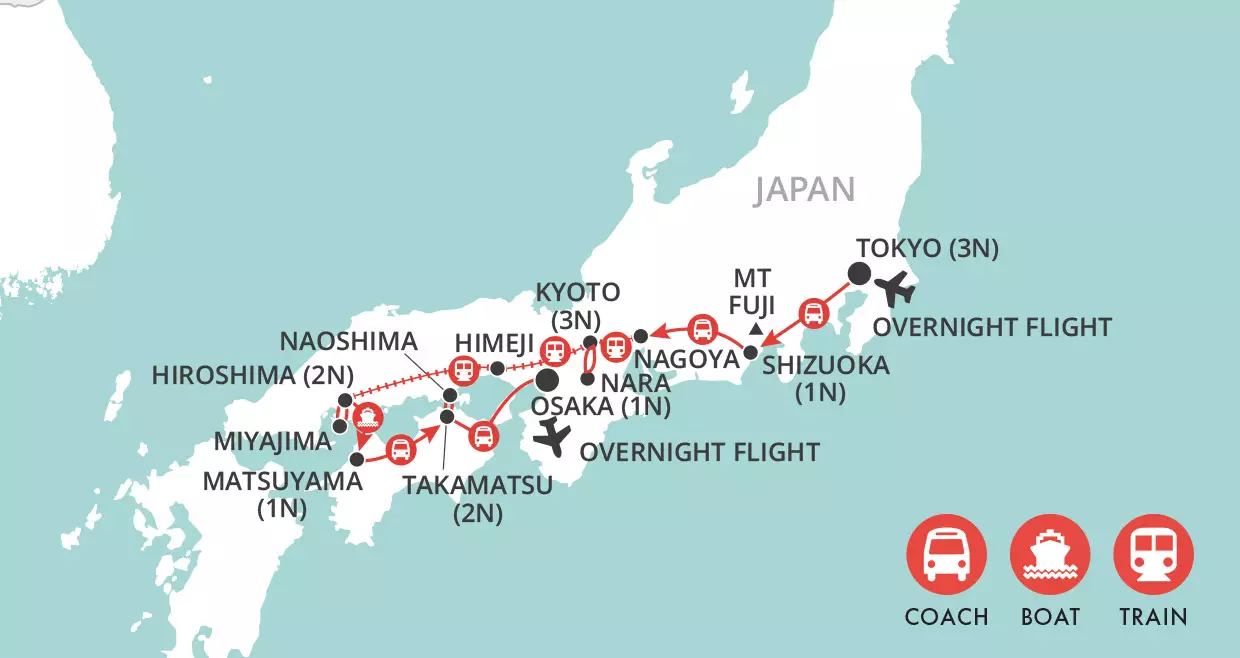 Gems of Japan & Shikoku map