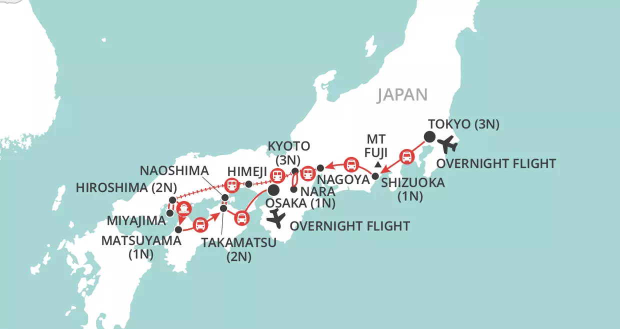 Gems of Japan & Shikoku map