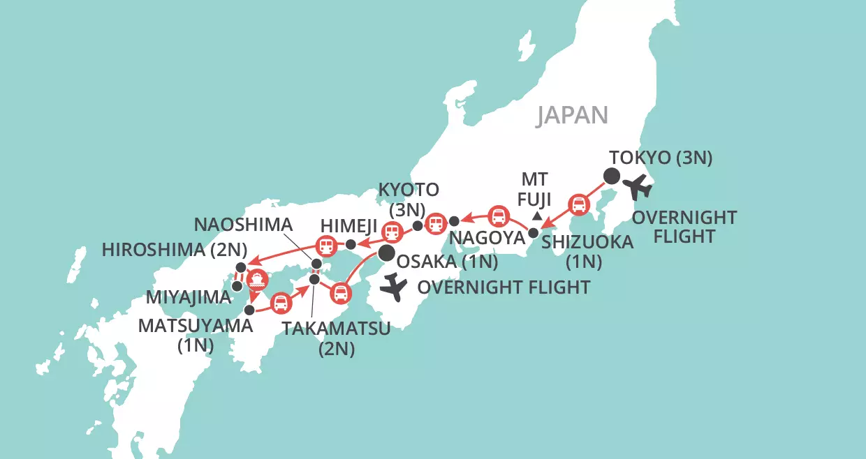 Gems of Japan & Shikoku map