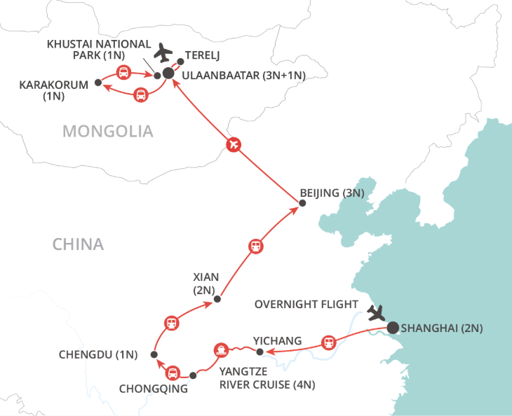 China & Mongolia Heartlands map