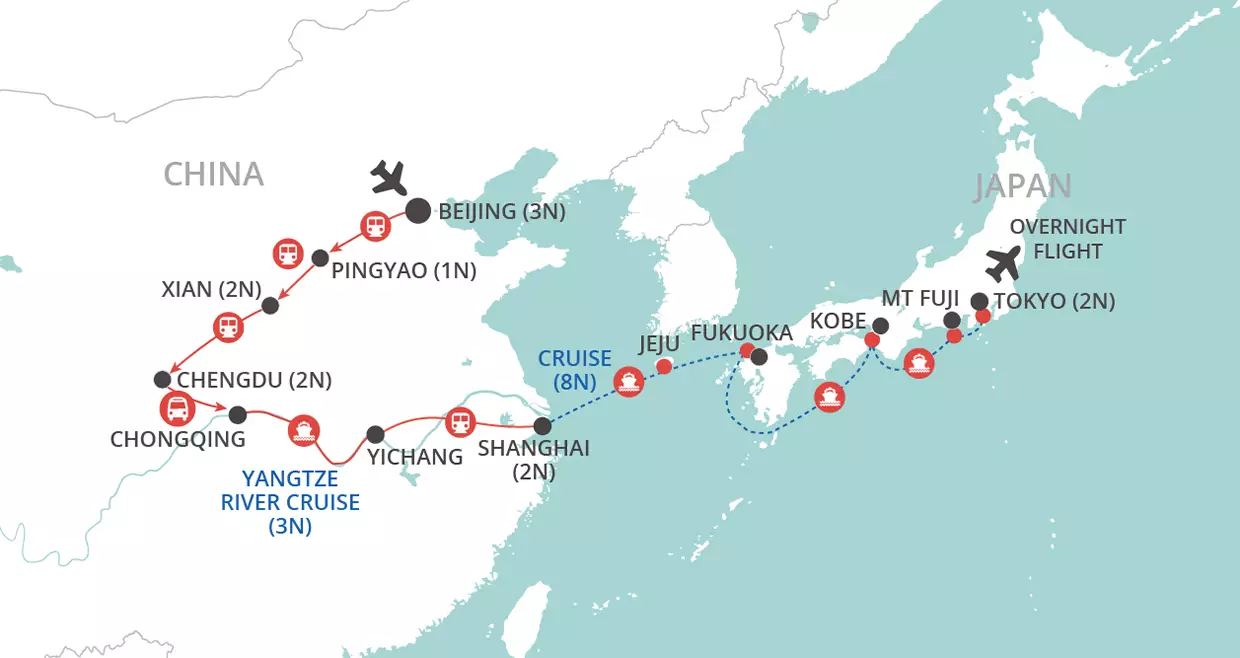 Icons of China & Japan map