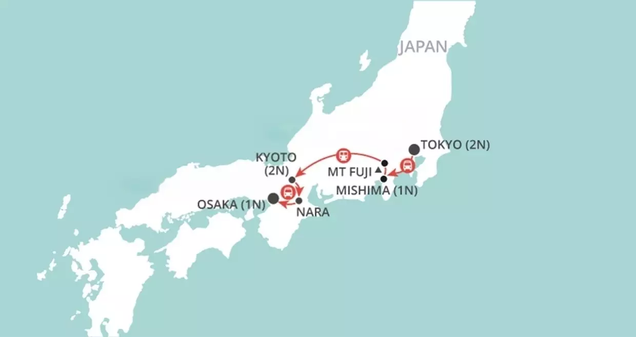 A Week In Japan - Travelzoo map