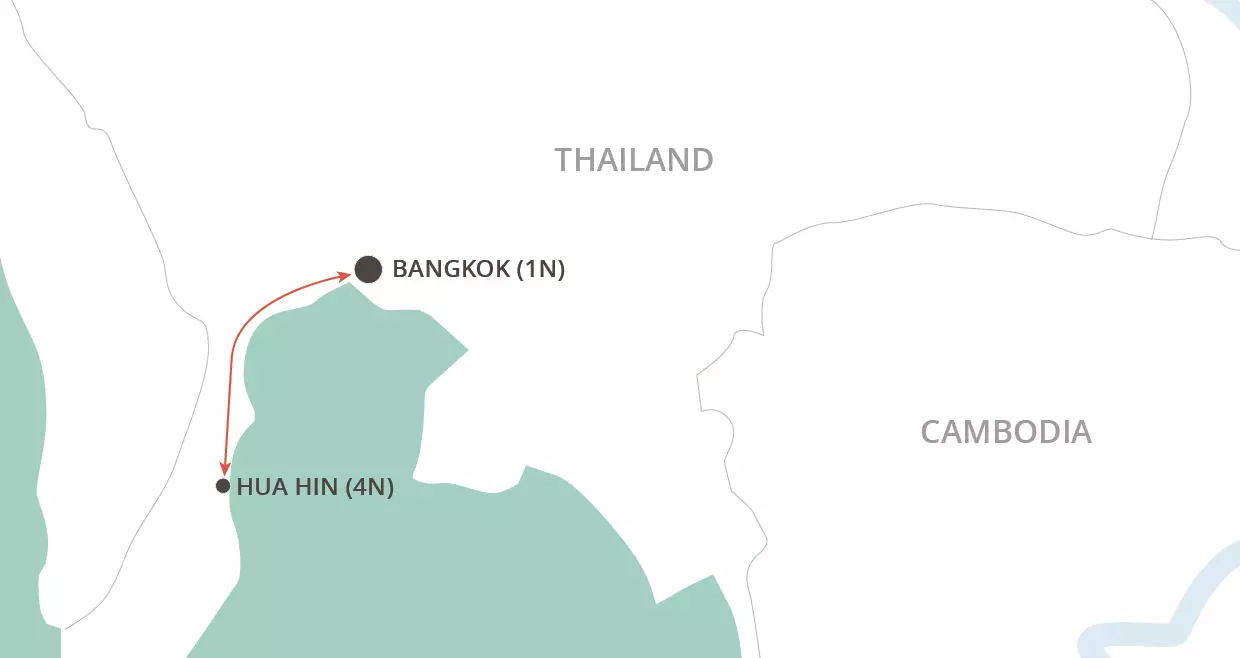 Bangkok & Hua Hin Beach Short Stay map