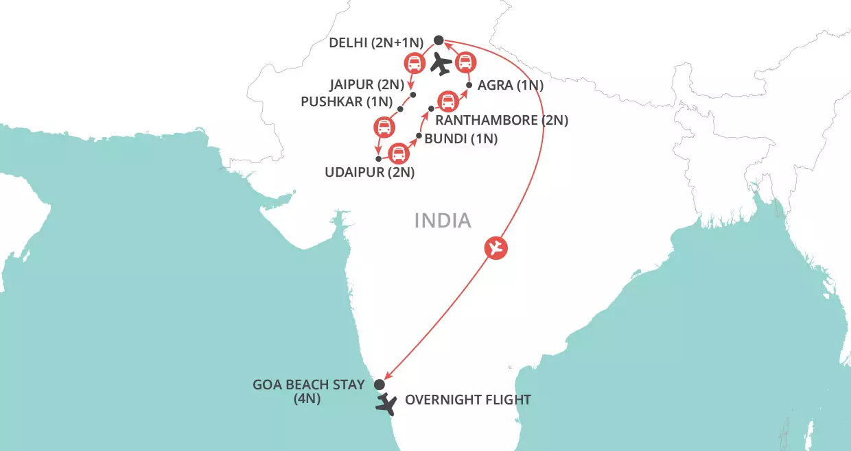 Inspiring India & Goa Beach map
