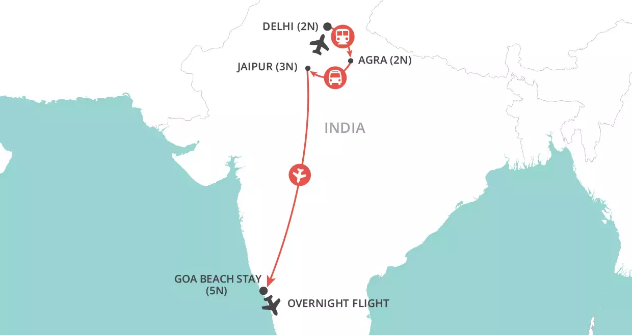 India Explored & Goa Beach map