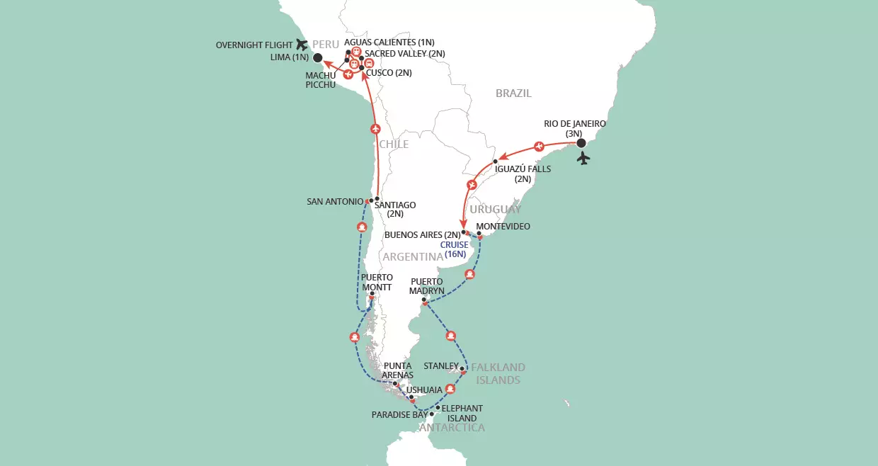 South American Odyssey map