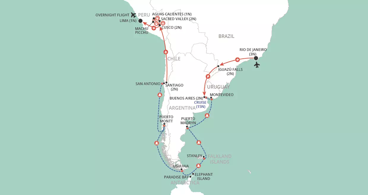 South American Odyssey map