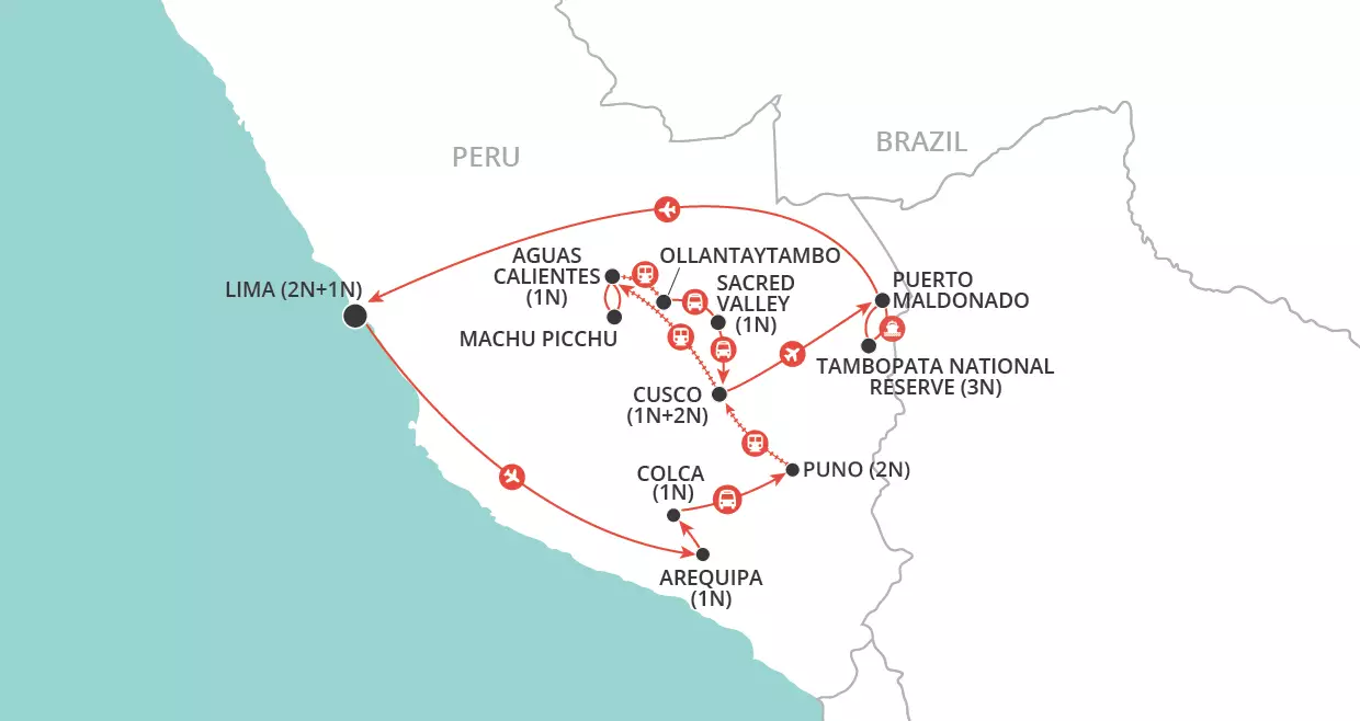 Peru: Andes to the Amazon  map