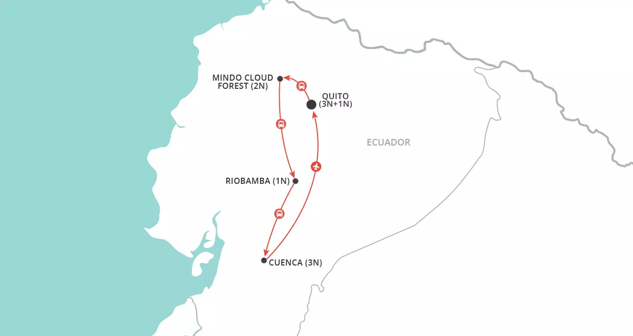 Journey through Ecuador map