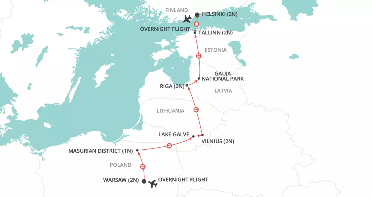 Treasures of the Baltics map
