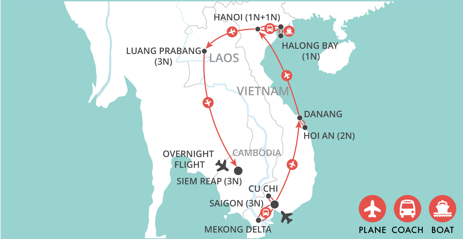 Indochina Delights map