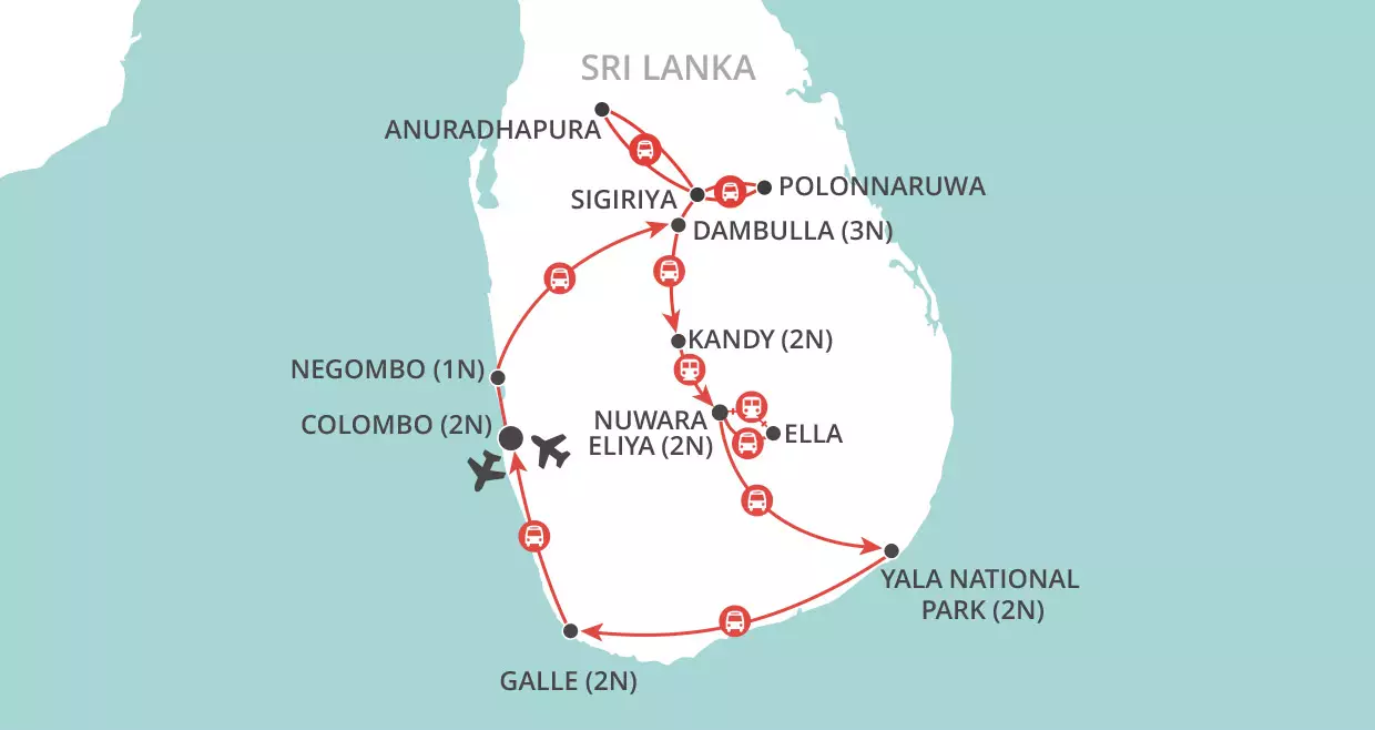 Highlights of Sri Lanka map