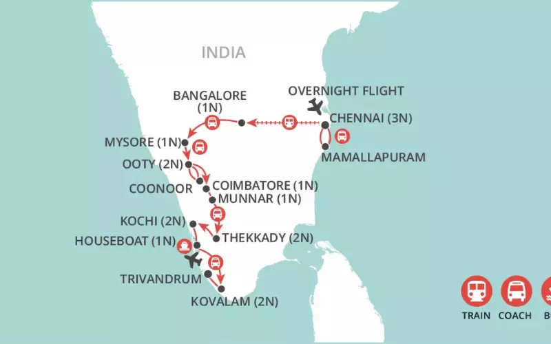 Kerala & the Southern Highlights map