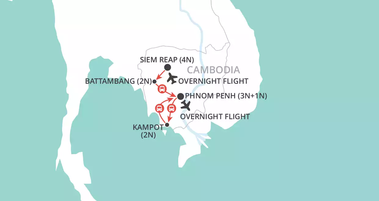 Around Cambodia map