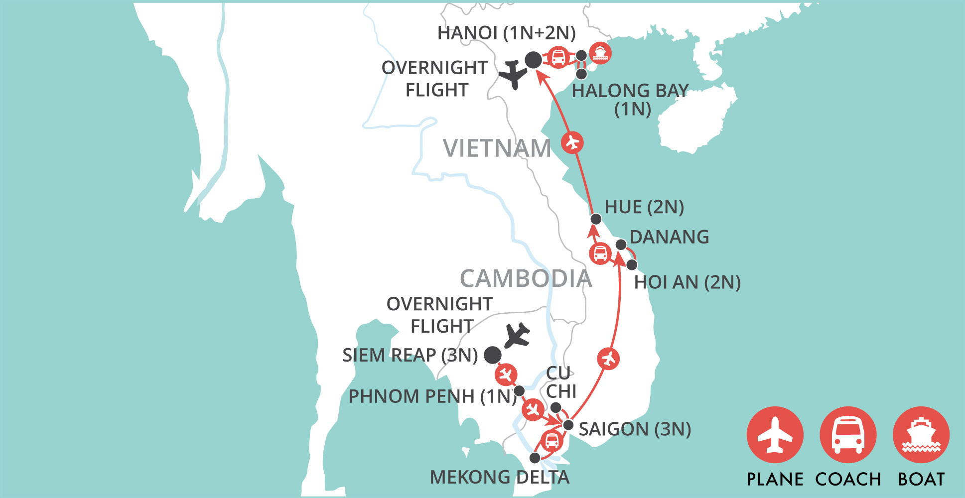 Angkor to the Bay map