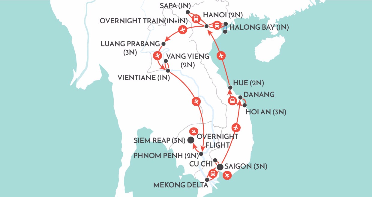 Grand Tour of Indochina map
