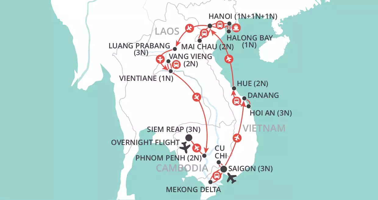 Grand Tour of Indochina map