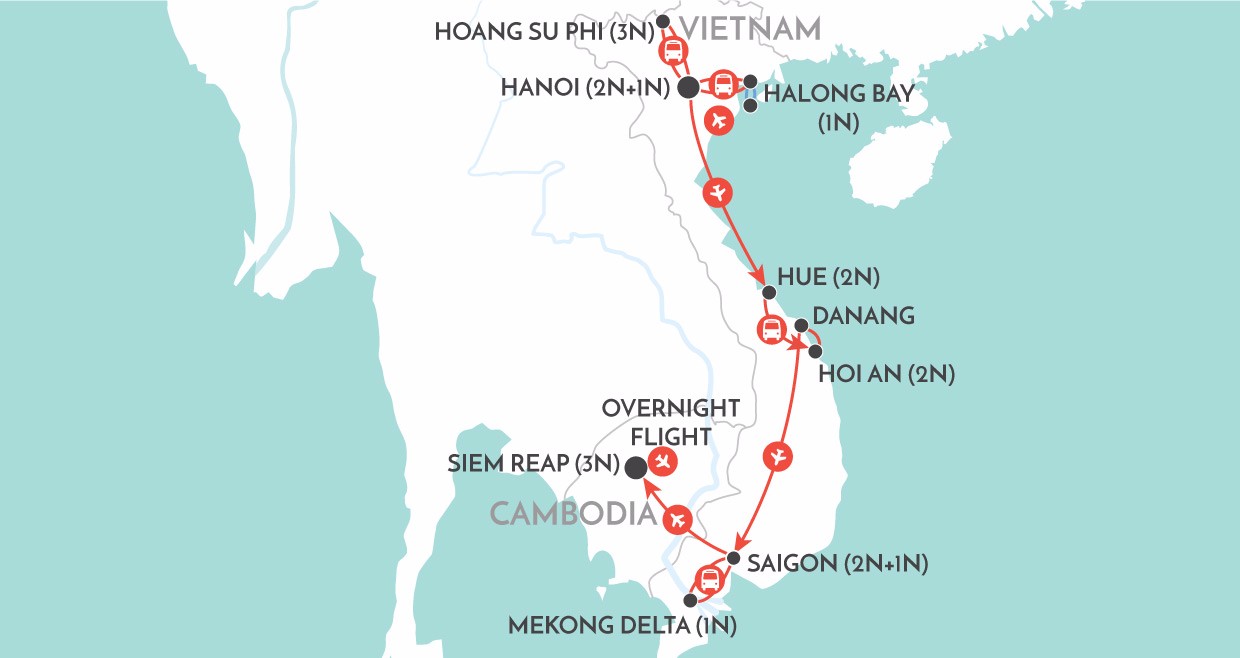 Vietnam & Cambodia Discovery map